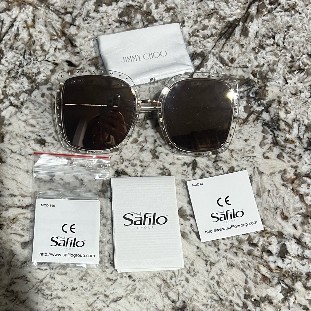 Jimmy Choo DANYS REJSQ Studded Oversized Sunglasses 56□21 145 Brown Gradient